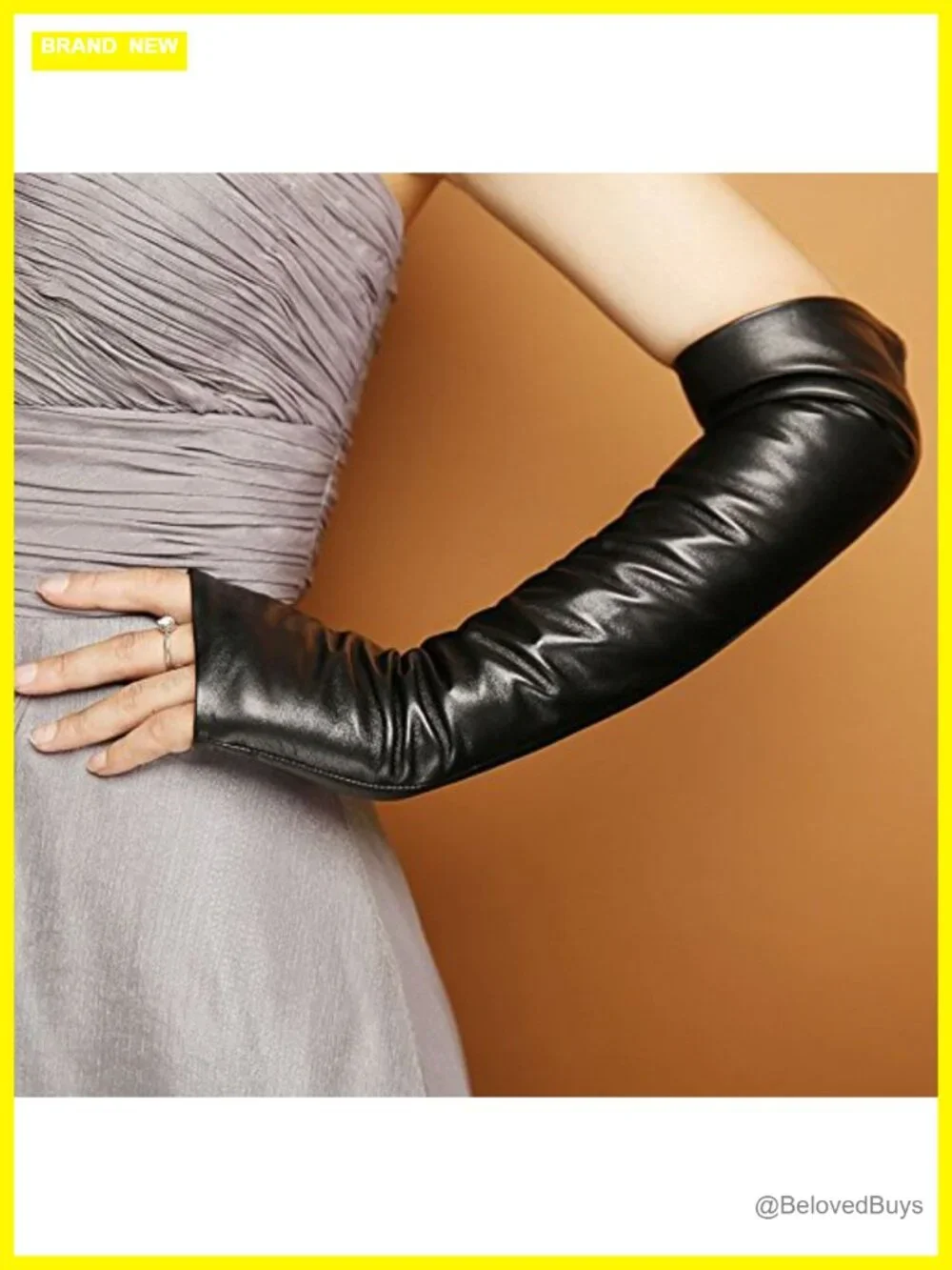 Faux Leather Arm Warmers Fingerless Gloves Halloween Costume Cosplay Long